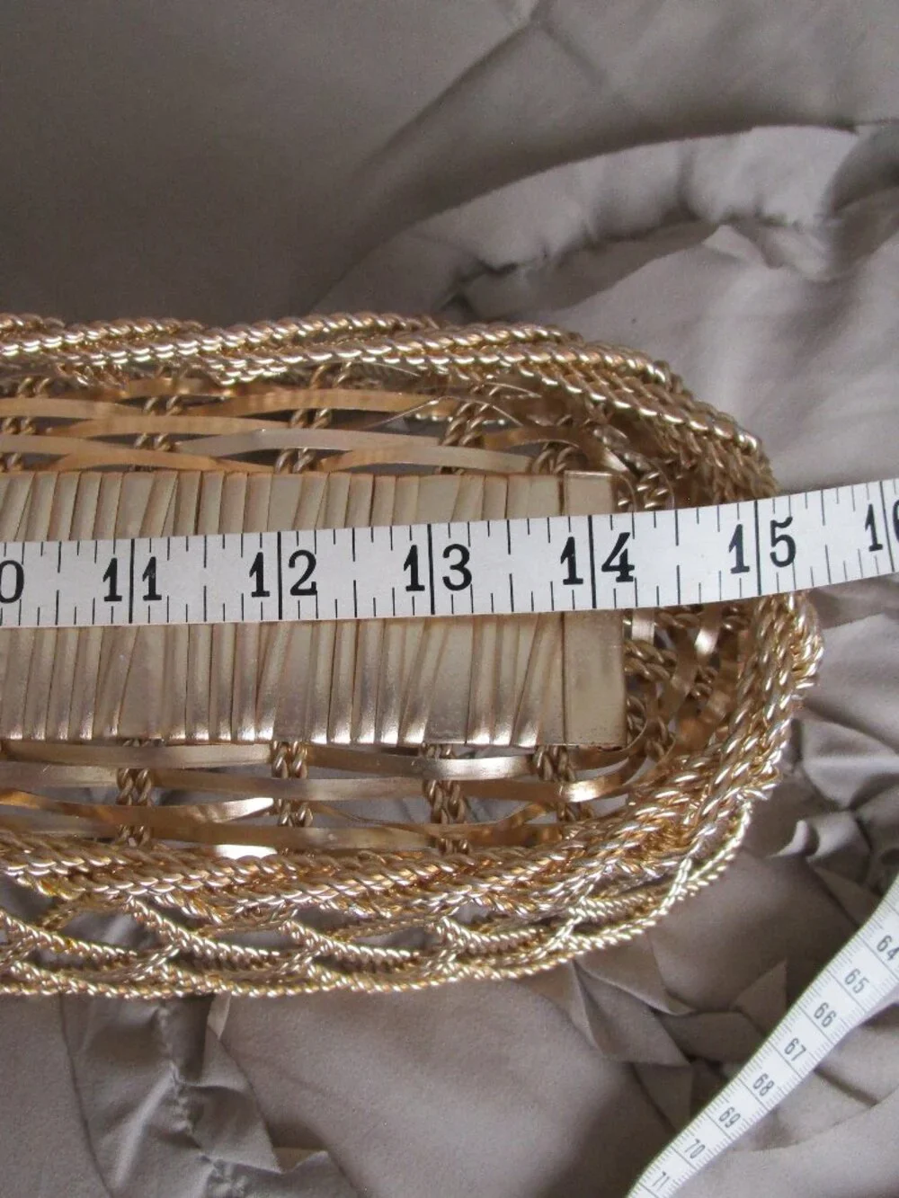oblong golden wire basket